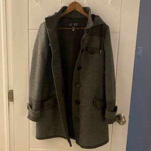 Armani Jeans 3/4 wool coat two tone grey size 8